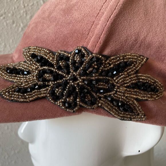 Mauve Velour Beaded Adjustable Hat - Picture 2 of 7